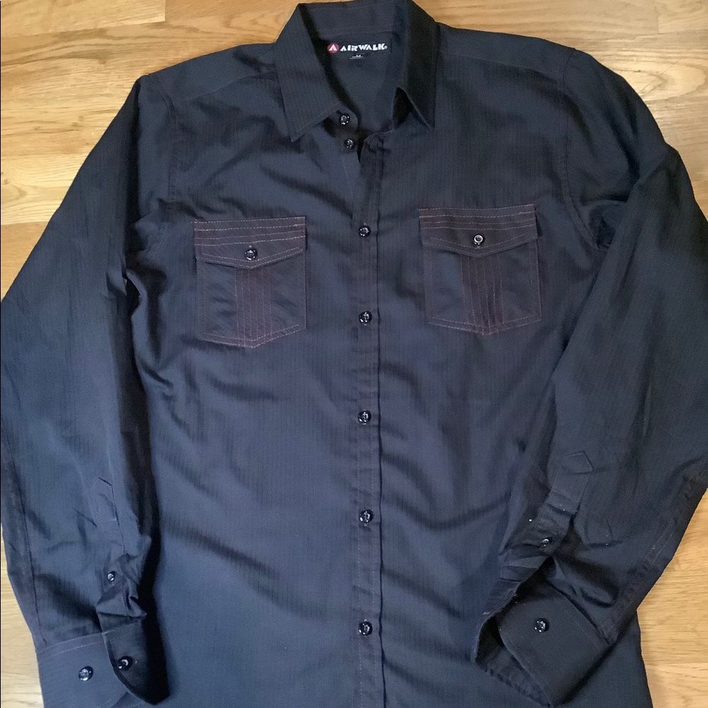 Airwalk shirt with pinstripes and red stitching
